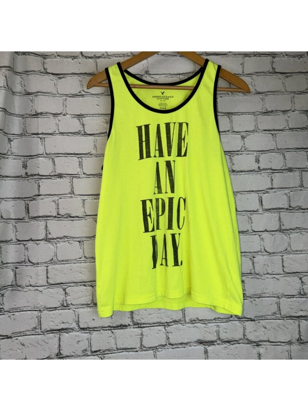 American Eagle Outfitters Tank Top Men's Have An Epic Day Neon Festival Shirt
